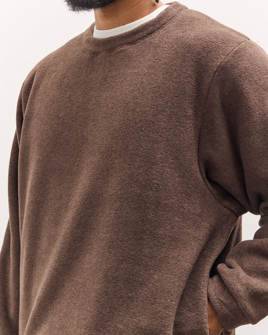 Kapital Reverse Fleece Big Crew Sweatshirt, Brown