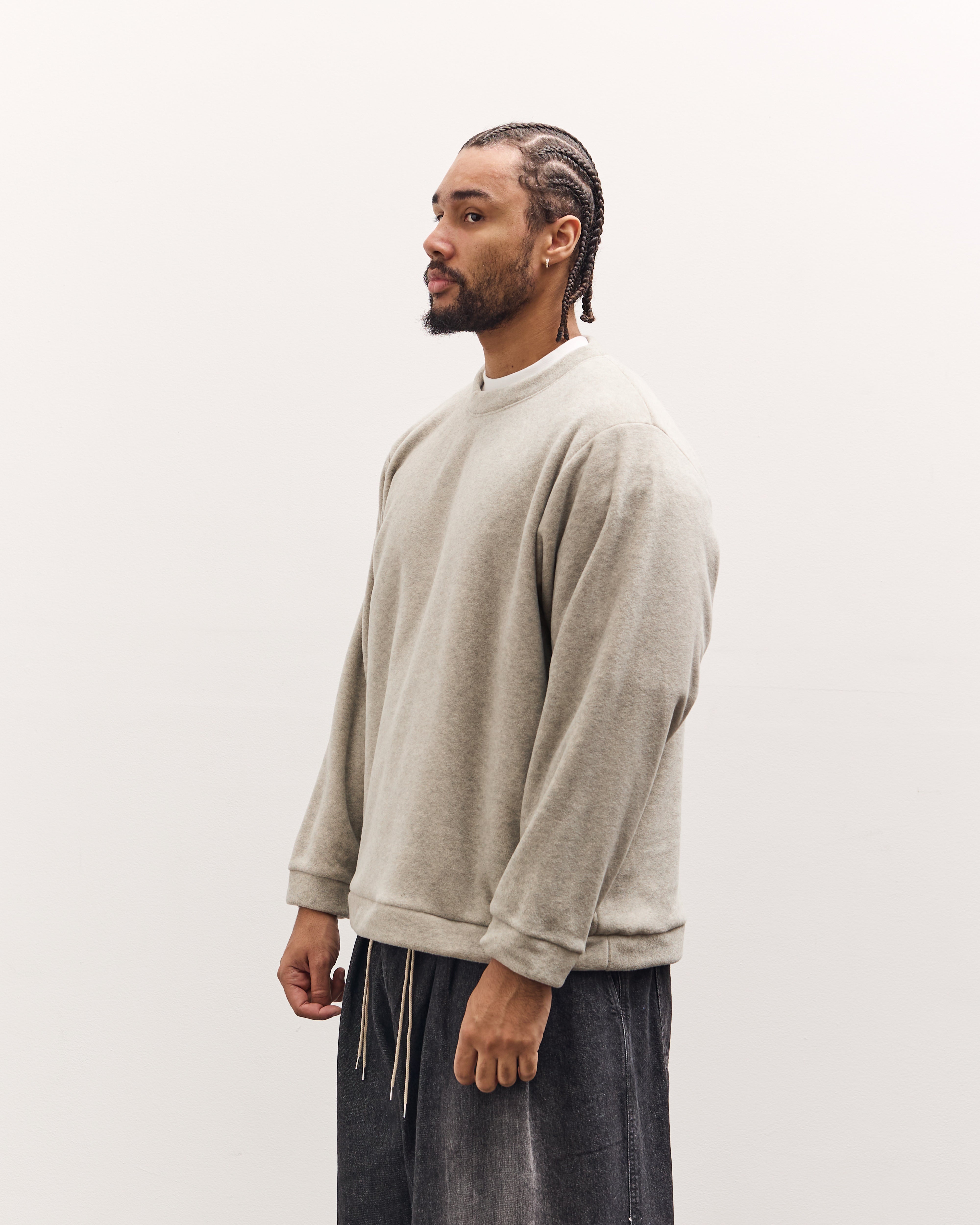 Kapital Reverse Fleece Big Crew Sweatshirt, Natural – Glasswing