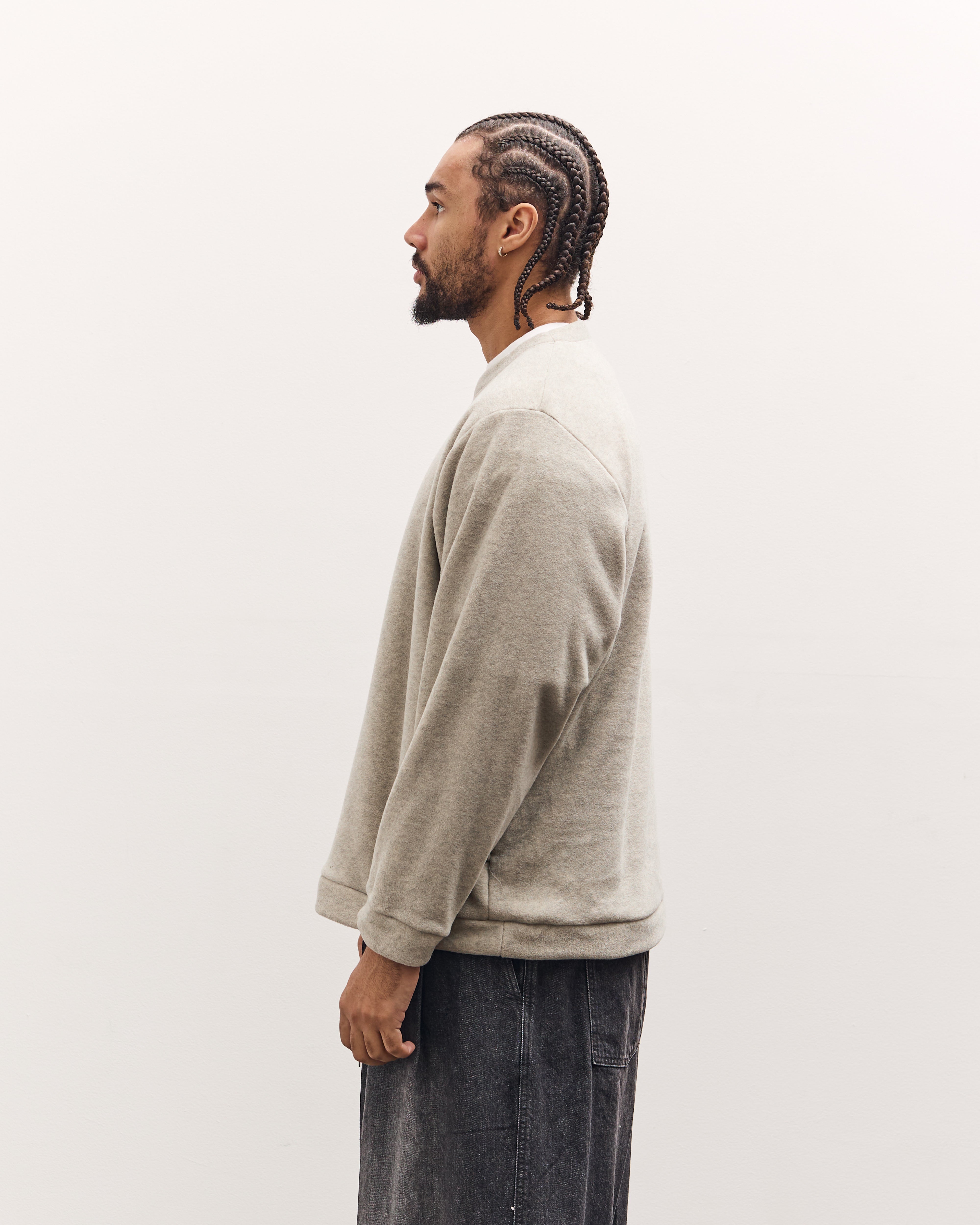 Kapital Reverse Fleece Big Crew Sweatshirt, Natural – Glasswing
