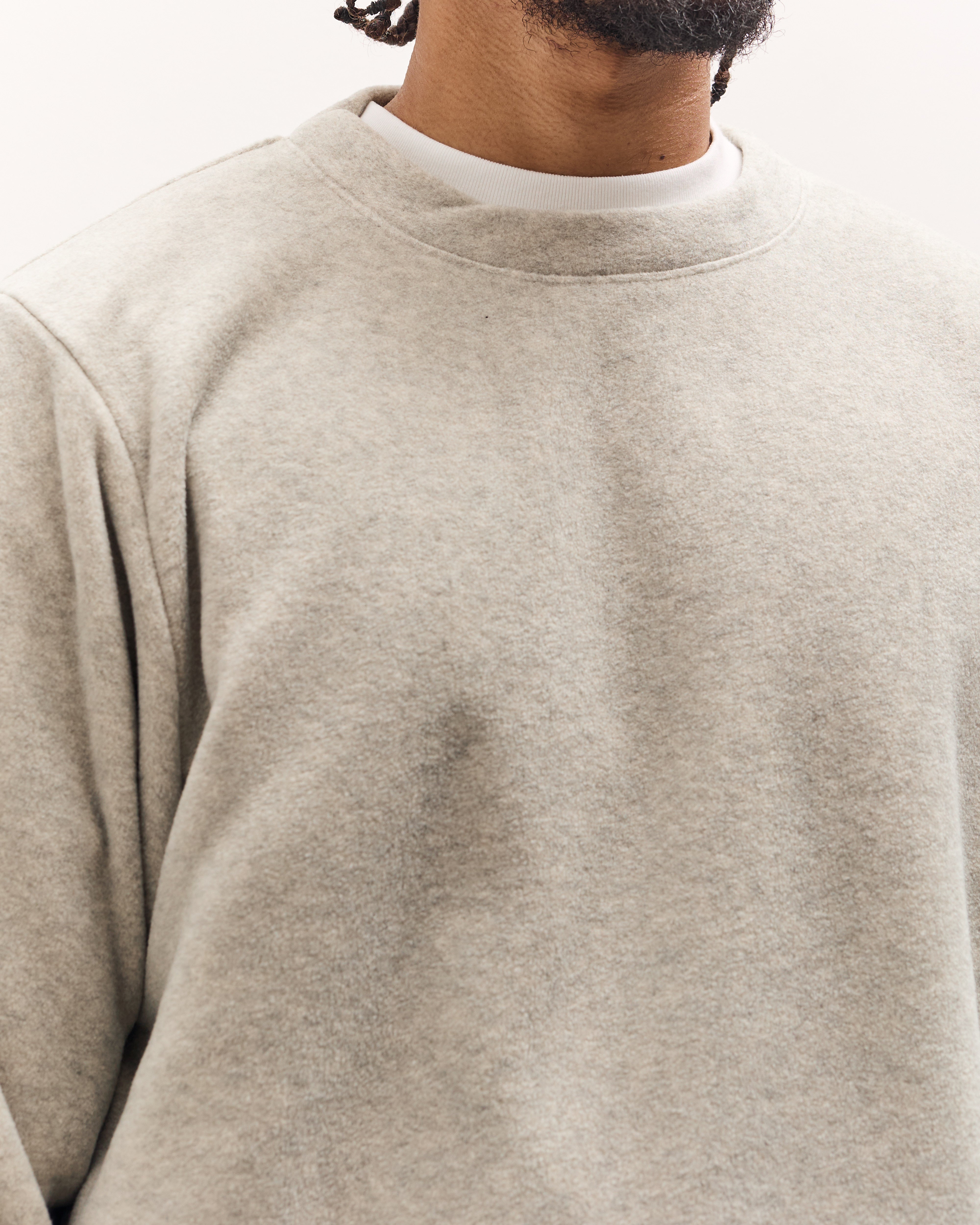 Kapital Reverse Fleece Big Crew Sweatshirt, Natural – Glasswing