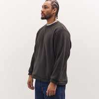 Kapital Reverse Fleece Big Crew Sweatshirt, Black