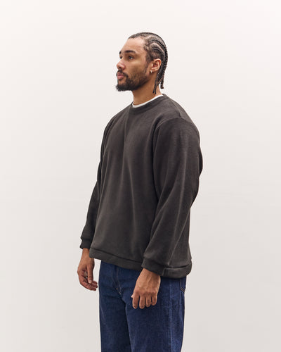 Kapital Reverse Fleece Big Crew Sweatshirt, Black