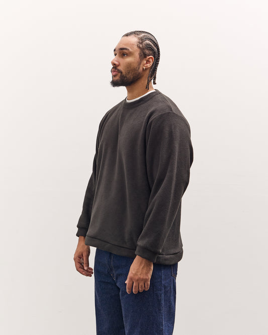 Kapital Reverse Fleece Big Crew Sweatshirt, Black