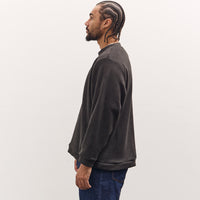 Kapital Reverse Fleece Big Crew Sweatshirt, Black