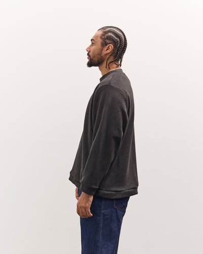 Kapital Reverse Fleece Big Crew Sweatshirt, Black