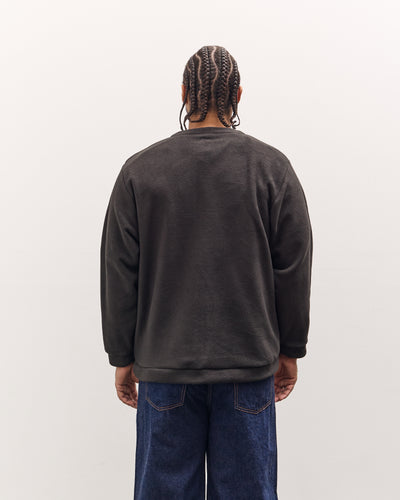 Kapital Reverse Fleece Big Crew Sweatshirt, Black