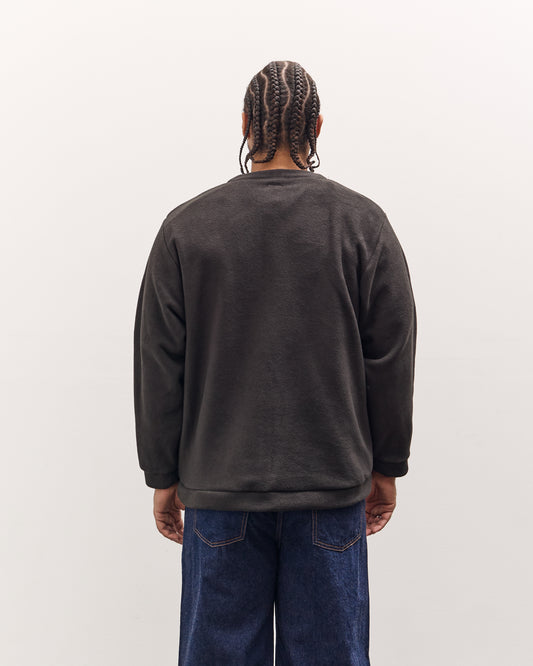 Kapital Reverse Fleece Big Crew Sweatshirt, Black