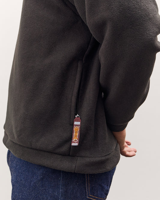 Kapital Reverse Fleece Big Crew Sweatshirt, Black