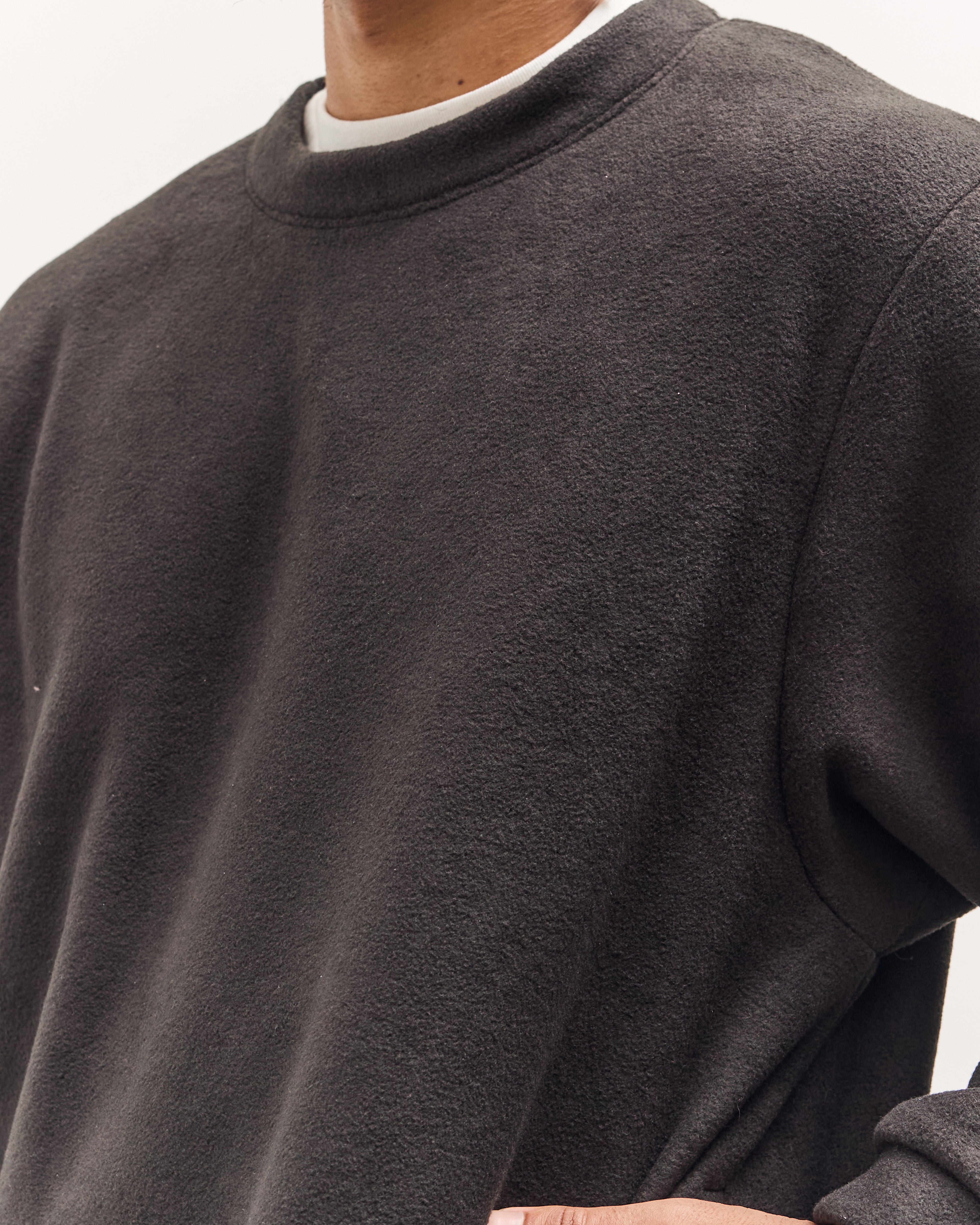 Kapital Reverse Fleece Big Crew Sweatshirt, Black – Glasswing