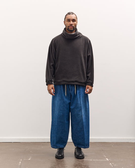 Kapital Reverse Fleece Big High Neck Sweatshirt, Black