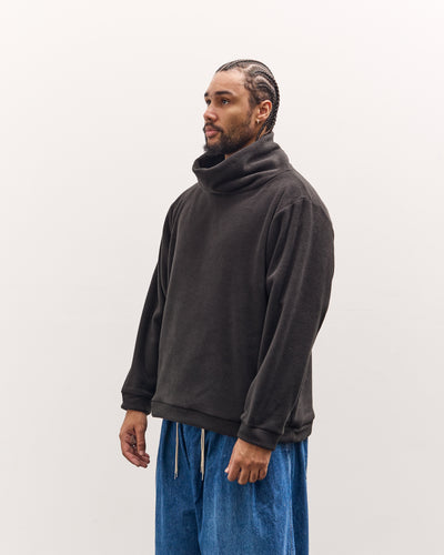 Kapital Reverse Fleece Big High Neck Sweatshirt, Black