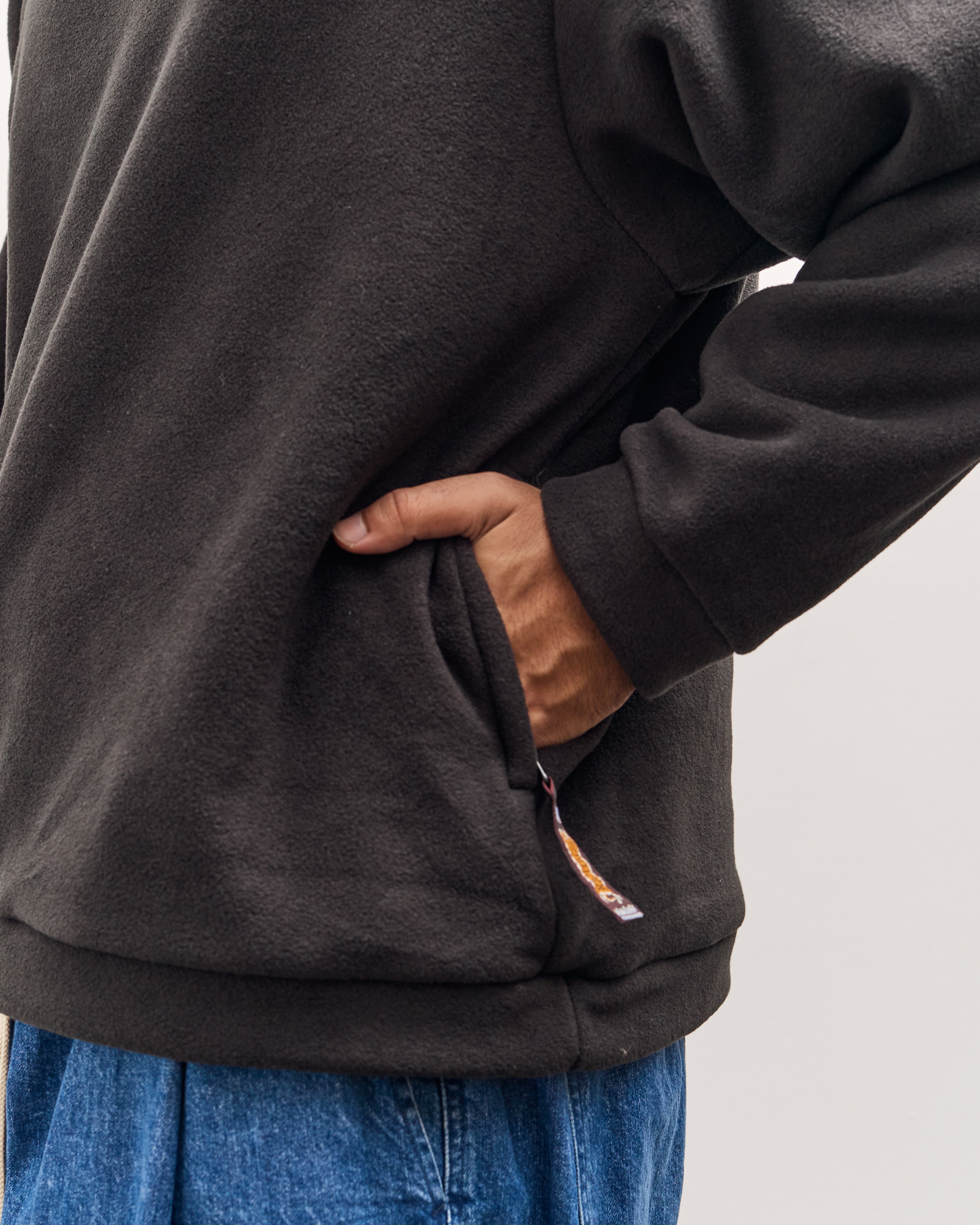 Kapital Reverse Fleece Big High Neck Sweatshirt, Black – Glasswing