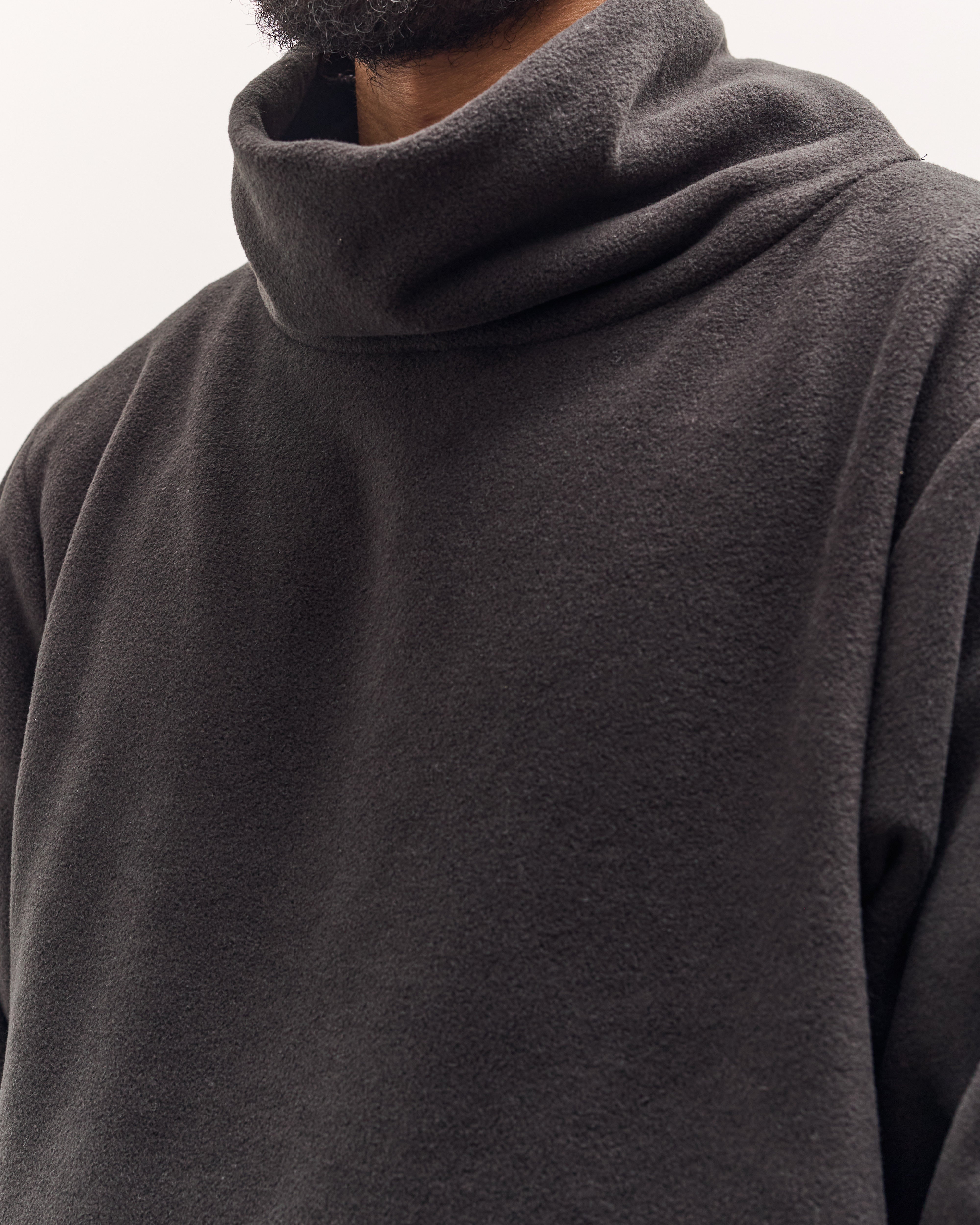 Kapital Reverse Fleece Big High Neck Sweatshirt, Black – Glasswing