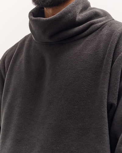 Kapital Reverse Fleece Big High Neck Sweatshirt, Black