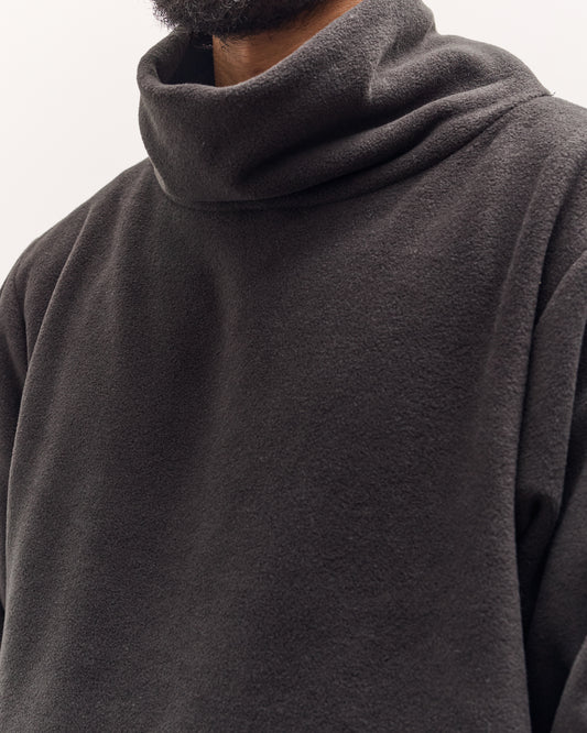 Kapital Reverse Fleece Big High Neck Sweatshirt, Black