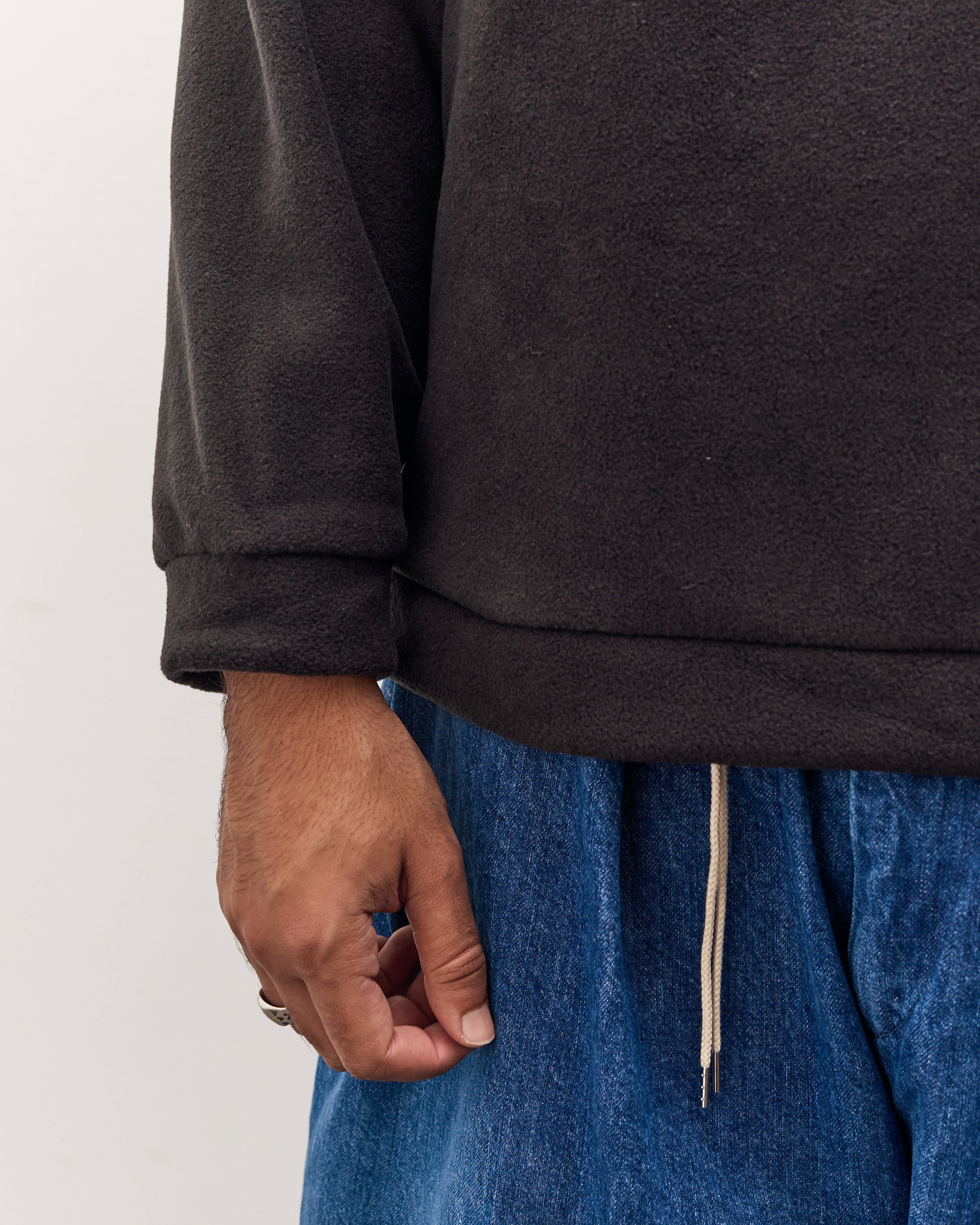 Kapital Reverse Fleece Big High Neck Sweatshirt, Black – Glasswing