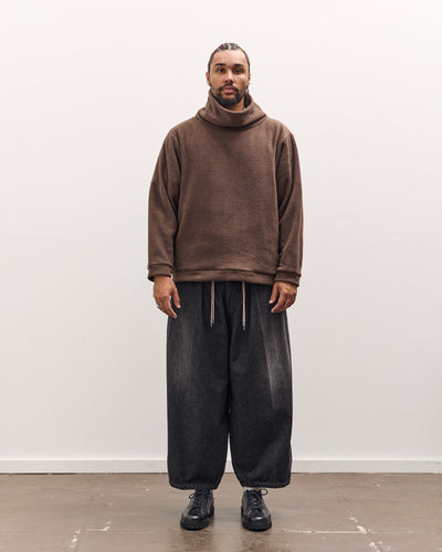 Kapital Reverse Fleece Big High Neck Sweatshirt, Brown