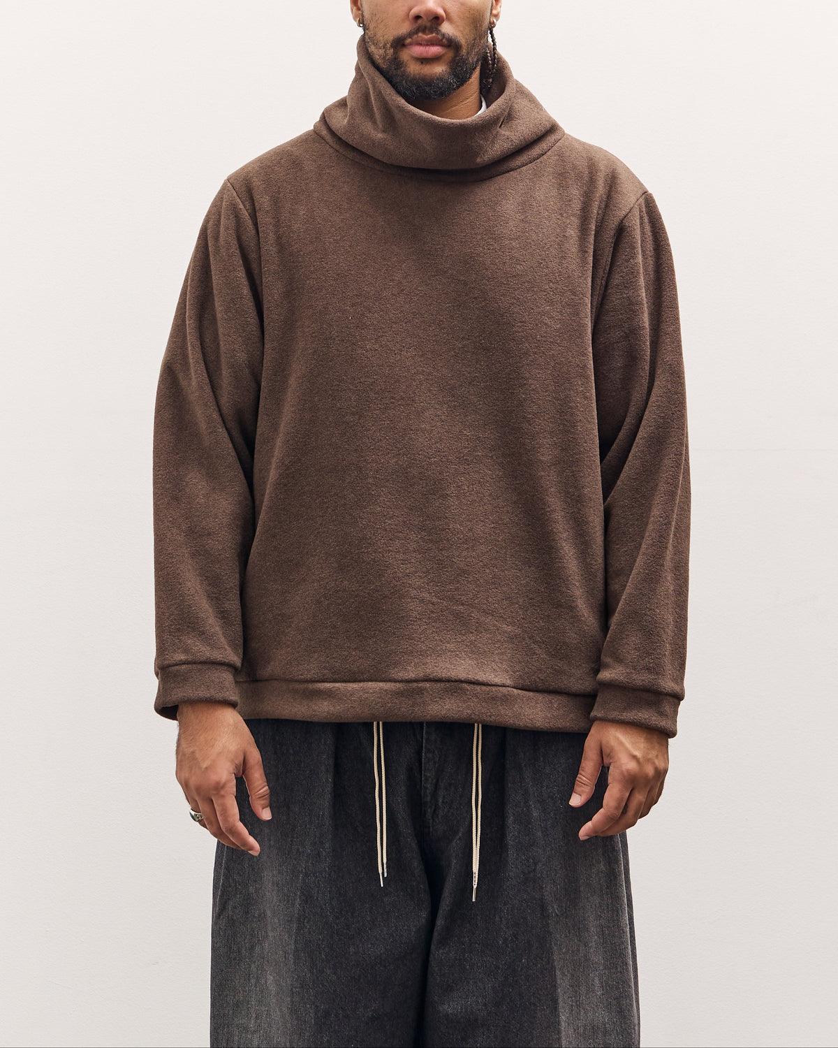 Kapital Reverse Fleece Big High Neck Sweatshirt, Brown – Glasswing