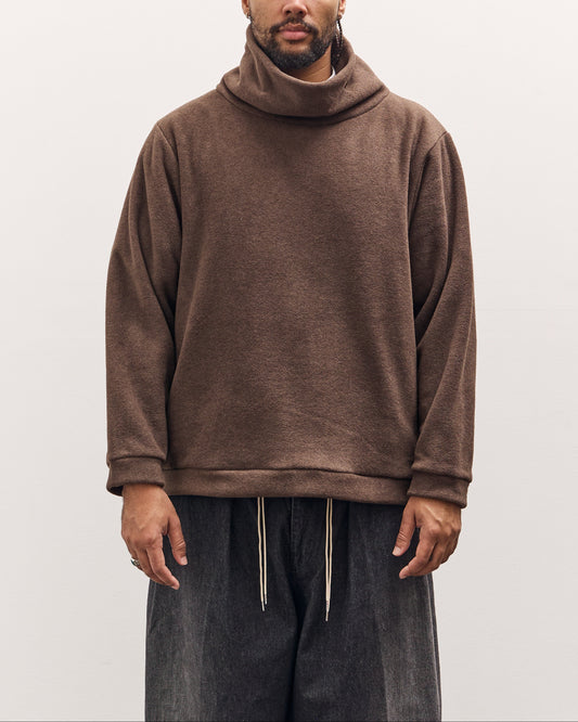 Kapital Reverse Fleece Big High Neck Sweatshirt, Brown