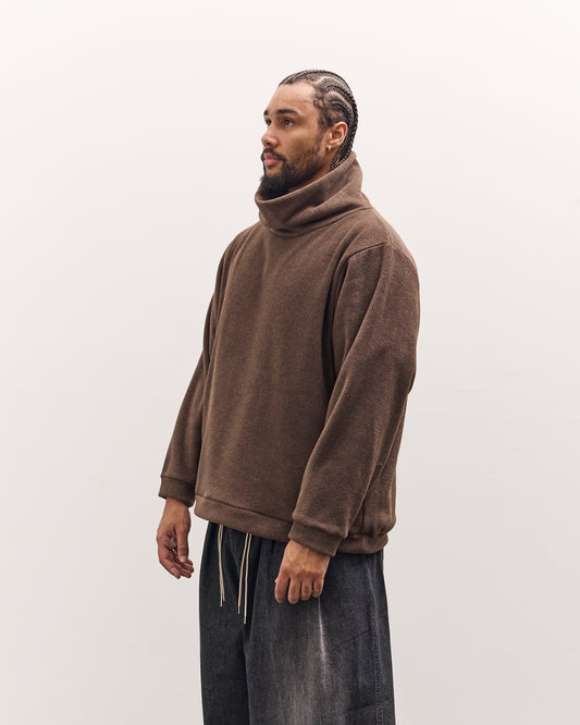 Kapital Reverse Fleece Big High Neck Sweatshirt, Brown