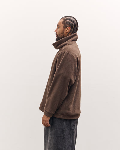 Kapital Reverse Fleece Big High Neck Sweatshirt, Brown