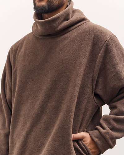 Kapital Reverse Fleece Big High Neck Sweatshirt, Brown