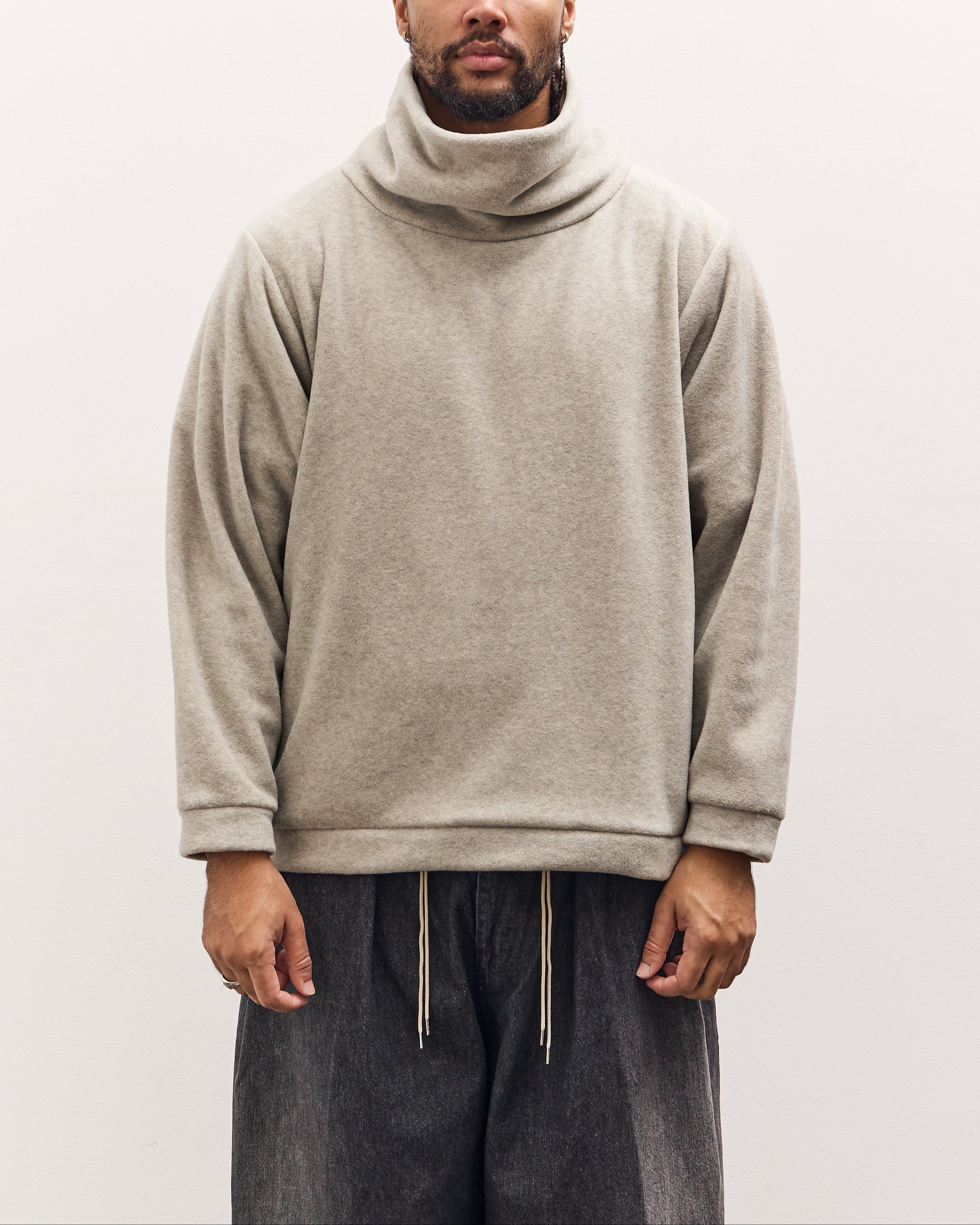 Kapital Reverse Fleece Big High Neck Sweatshirt, Natural – Glasswing