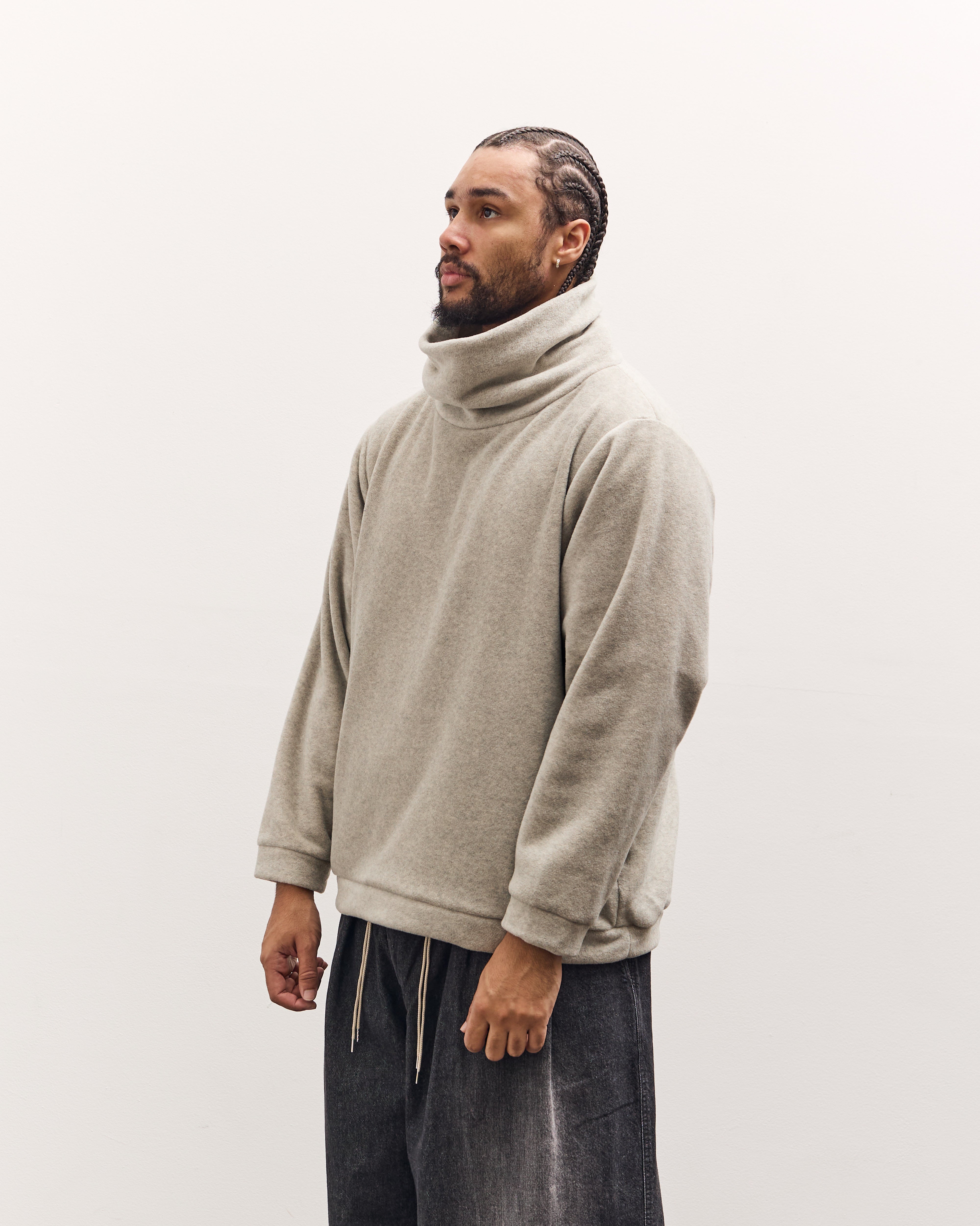 Kapital Reverse Fleece Big High Neck Sweatshirt, Natural – Glasswing