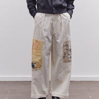 Kapital Rough-Face Twill FATIGUE Baggy Pants (RUSHWEEK Remake), Ecru