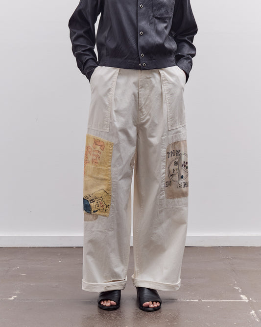 Kapital Rough-Face Twill FATIGUE Baggy Pants (RUSHWEEK Remake), Ecru