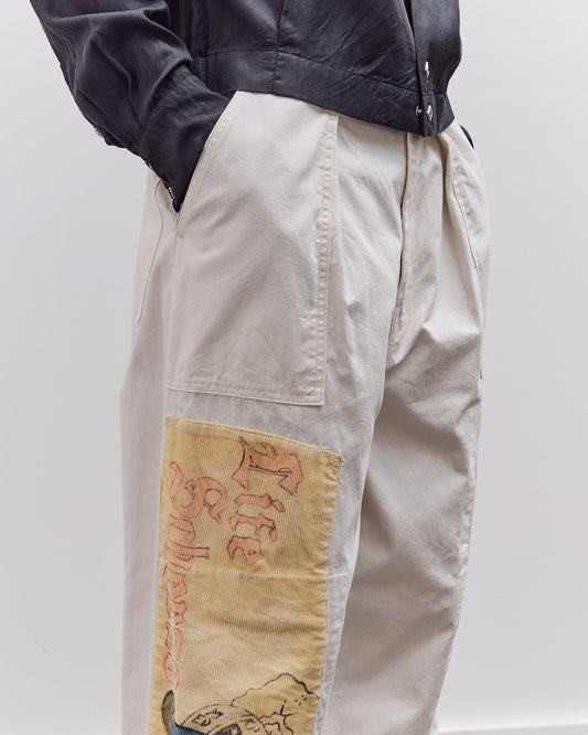 Kapital Rough-Face Twill FATIGUE Baggy Pants (RUSHWEEK Remake), Ecru