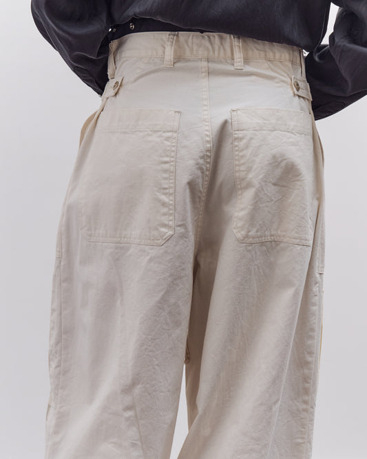Kapital Rough-Face Twill FATIGUE Baggy Pants (RUSHWEEK Remake), Ecru