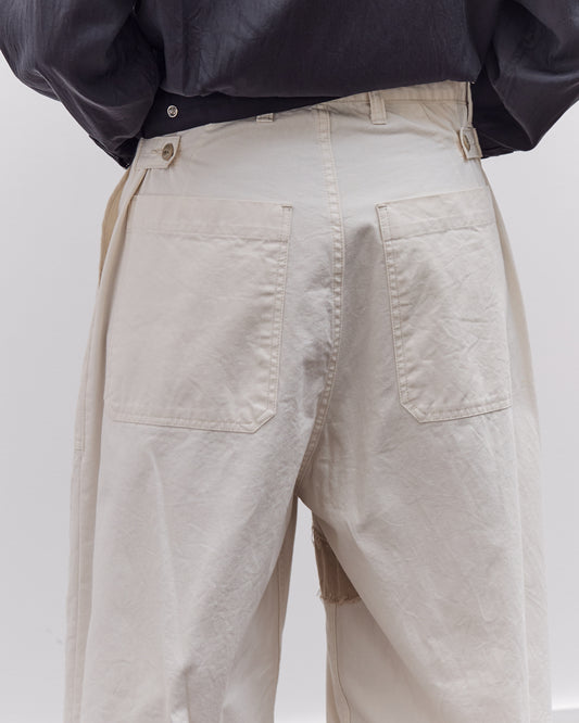Kapital Rough-Face Twill FATIGUE Baggy Pants (RUSHWEEK Remake), Ecru