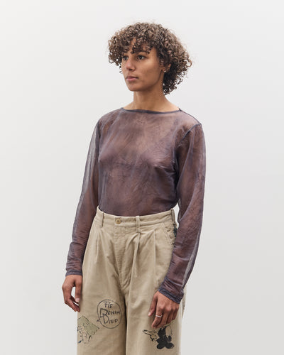 Kapital Sheer Jersey DIP-DYE Boat-Neck Long Sleeve T, Purple