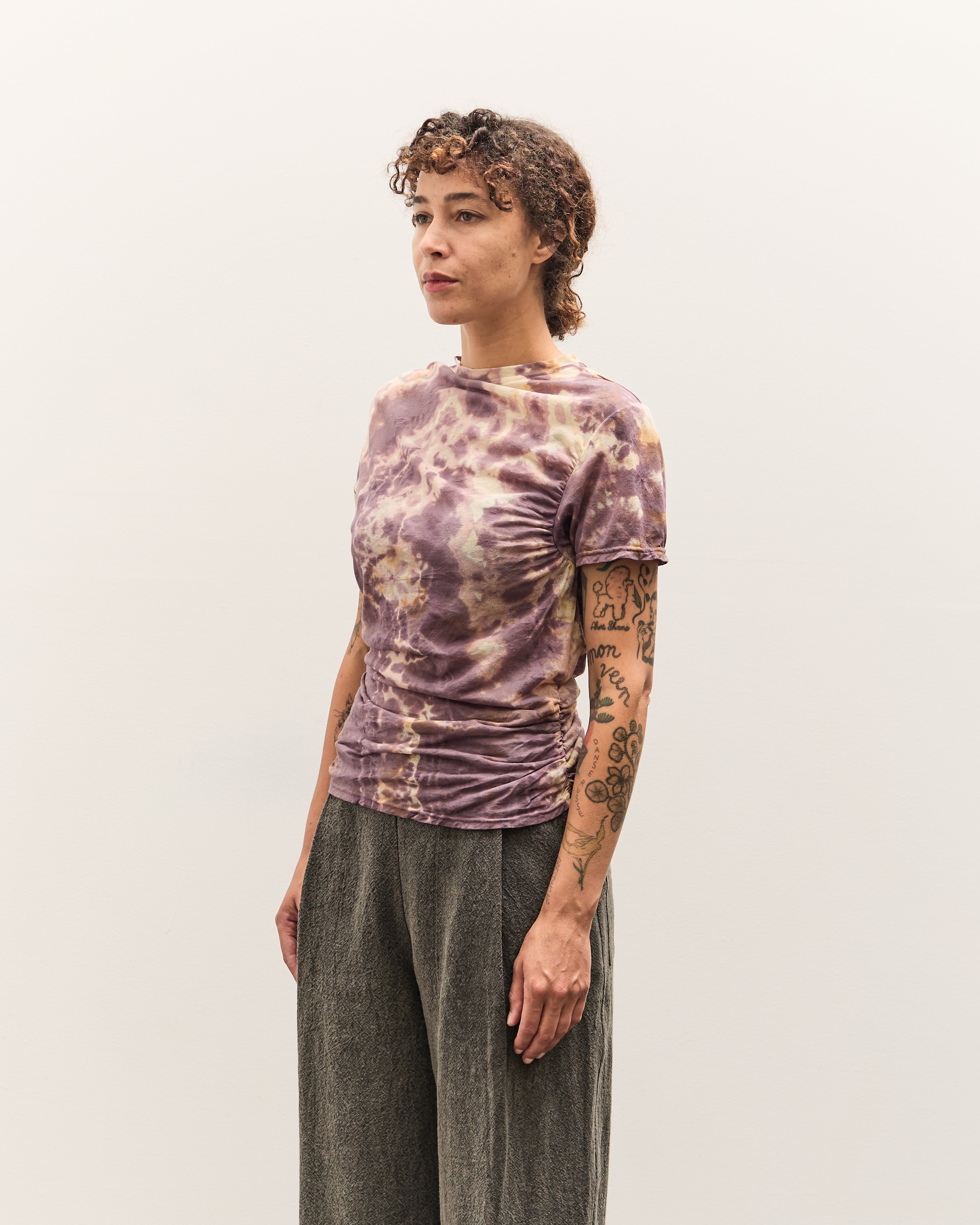 Kapital Sheer Jersey Tie-Dye Gather T, Purple – Glasswing