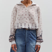 Kapital Sheer Sarasa Calico Gathered Sleeve Blouson, Ecru