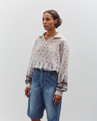 Kapital Sheer Sarasa Calico Gathered Sleeve Blouson, Ecru