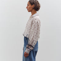 Kapital Sheer Sarasa Calico Gathered Sleeve Blouson, Ecru