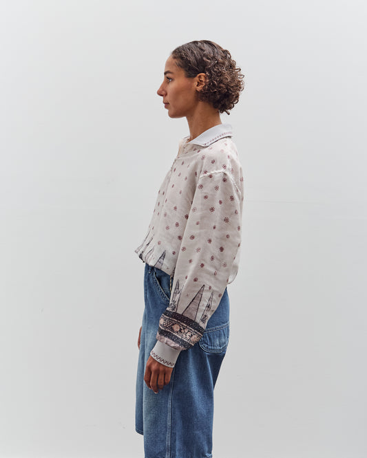 Kapital Sheer Sarasa Calico Gathered Sleeve Blouson, Ecru
