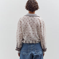 Kapital Sheer Sarasa Calico Gathered Sleeve Blouson, Ecru