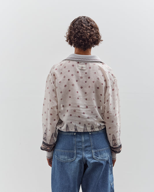 Kapital Sheer Sarasa Calico Gathered Sleeve Blouson, Ecru