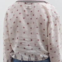 Kapital Sheer Sarasa Calico Gathered Sleeve Blouson, Ecru