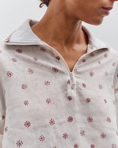 Kapital Sheer Sarasa Calico Gathered Sleeve Blouson, Ecru