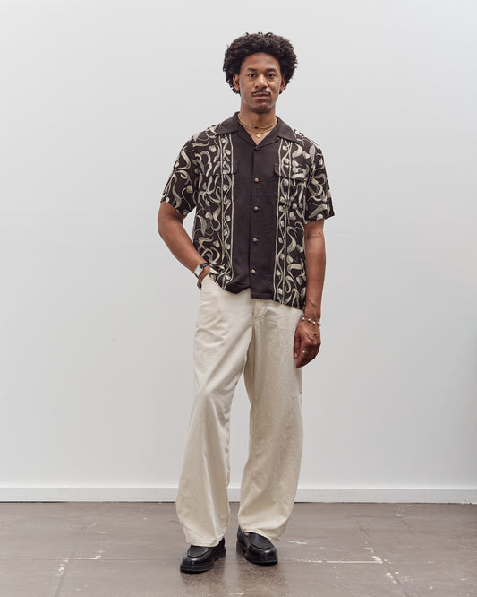 Kapital Silk Rayon Okura Short Sleeve Camp Collar Shirt, I-B