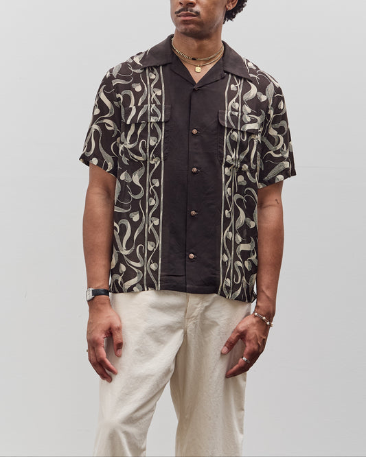 Kapital Silk Rayon Okura Short Sleeve Camp Collar Shirt, I-B