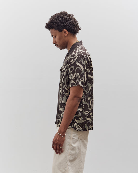 Kapital Silk Rayon Okura Short Sleeve Camp Collar Shirt, I-B