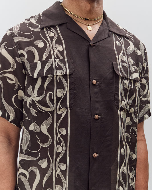 Kapital Silk Rayon Okura Short Sleeve Camp Collar Shirt, I-B