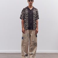 Kapital Silk Rayon Okura Short Sleeve Camp Collar Shirt, I-B