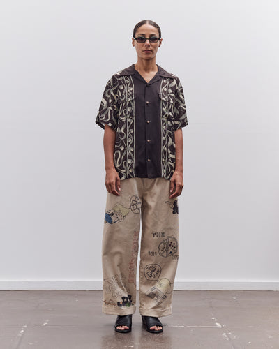 Kapital Silk Rayon Okura Short Sleeve Camp Collar Shirt, I-B