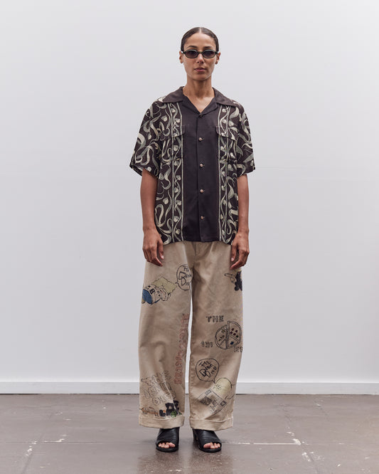 Kapital Silk Rayon Okura Short Sleeve Camp Collar Shirt, I-B